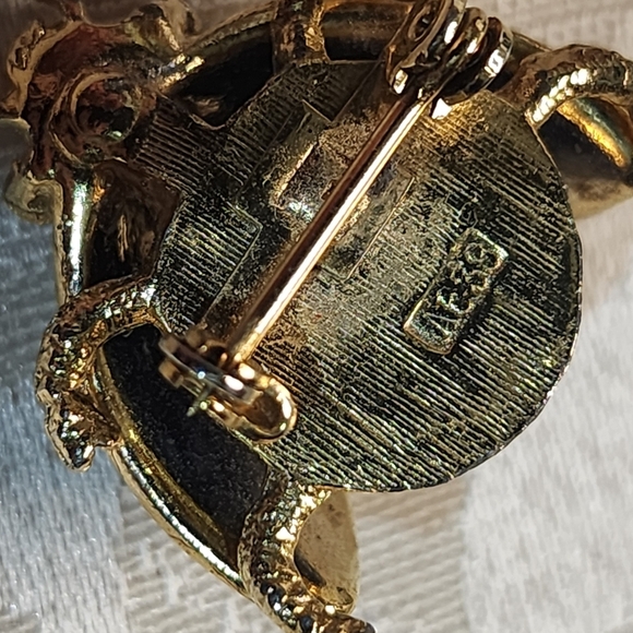 Vintage SPHINX Beetle Brooch Faux Lapis Pearl Rhinestone Bug Insect Pin - Picture 10 of 14